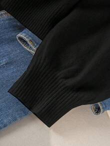 CosyJoli Maglione casual scollo a V beige con motivo a cuori e schiena scoperta, taglie comode - nero - Visualizzare 5