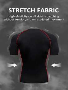 Gym Rark Men's Skeleton Print Raglan Short Sleeve T-Shirt And Drawstring Waist Shorts Sports Suit Gym Set Workout Set Compression Shirt Men - Black - View 2