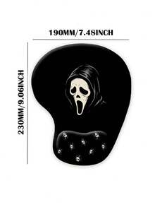 Betty Boop | ROMWE Polka Dot & Cartoon Pattern Anti-Slip, Water-Resistant, Thick Wrist Rest Mouse Pad - Black Grimace - View 2