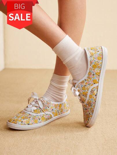 CUCCOO EASI Women's Casual Lace-Up Comfortable Flat Canvas Shoes, Versatile For Daily Wear