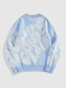 ROMWE MEN Street Life Teen Boy Letter Graphic Crew Neck Long Sleeve Casual Sweater, Autumn/Winter