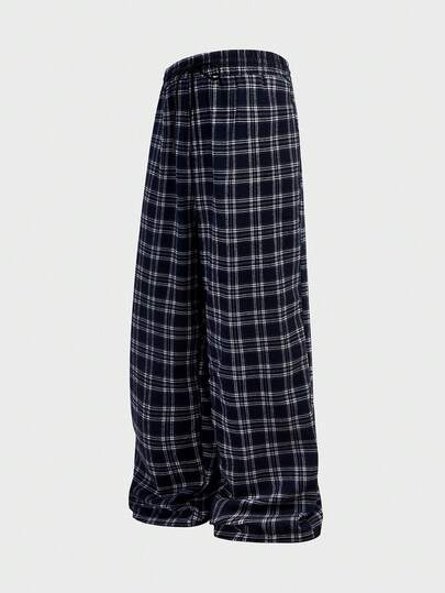 EASEVO Spodnie męskie w kratę, luźne, w dużych rozmiarach