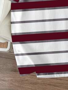 Manfinity Joysei 男士圆领条纹五角星印花休闲日常短袖T恤 - 紅色 - 查看 5