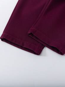 SHEIN Bộ 3 áo vest tay dài, ve áo hai hàng khuy trơn màu trơn cho bé trai, quần dài và nơ cài cổ dành cho quý ông - Đỏ - Xem 3