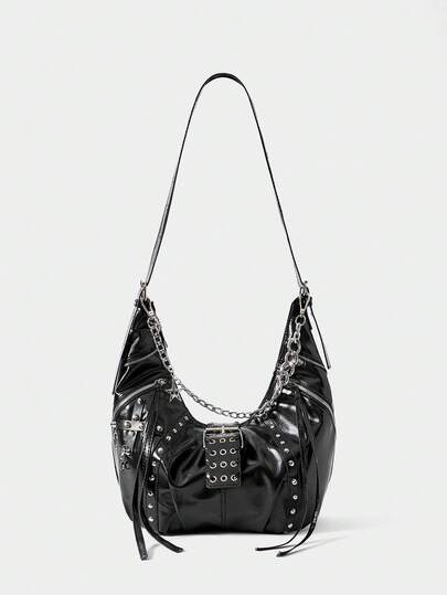 Grunge Punk Ketten-hängende Einschulter Großraum Teigtasche