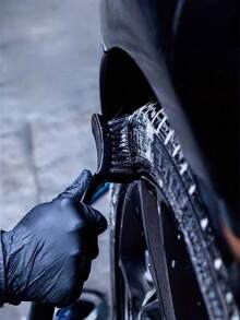 Tire Brush, Hard Bristle Brush For Automotive Detailing, Multi-Functional Carpet/Upholstery Cleaning Brush, Wheel And Tire Rim Cleaning Brush, Car Wheel Hub Detail Cleaning Accessories, Black Tire Wash Car Care Tools, Auto Supplies, Car Cleaning Products