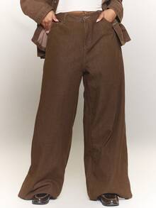 MUSERA 加大码水洗低腰宽松牛仔裤，90年代春季可爱夏季休闲西部风，适合音乐会、音乐节、锐舞派对、纳什维尔、返校季、办公室、工作等各种场合。 - 棕色 - 查看 2