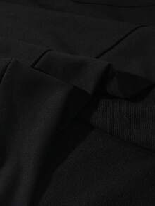 SHEIN Vacaura 2件套青少年连帽不对称拼接设计藏蓝色口袋卫衣和休闲运动裤，春秋季 - 黑色 - 查看 6
