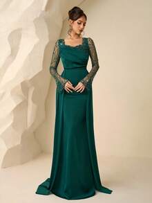 Coutiva Luxury Evening Gown, High-End Formal Dress, Elegant Elegant, Exquisite - Dark Green - View 8
