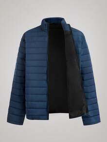 Officeau 男士立领棉质羽绒服一件，轻便保暖，适合秋冬季节穿着，复古风格。 - 藍色 - 查看 3