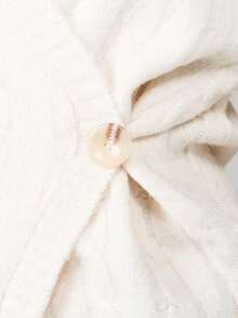 MISSGUIDED Cárdigan de punto de cable de talle largo con detalle de botón frontal envolvente, suéter acogedor y oversize para otoño e invierno - Beis - Ver 3