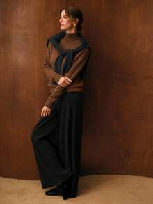 MOTF PREMIUM 100%羊毛高领毛衣，优雅百搭，适合日常穿着，秋冬季节。 - 咖啡棕 - 查看 5