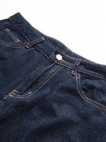 StoneGrade 男士深蓝色牛仔两件套，休闲夹克和宽松长裤，春秋季 - 深色水洗藍 - 查看 4