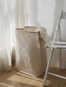 1个亚麻脏衣篮，家用脏衣篮，可折叠手提布艺洗衣篮，卧室浴室洗衣收纳篮，简约可折叠木柄收纳篮，大容量娃娃玩具可折叠收纳篮