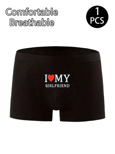 Velminro Herrkalsonger med slagord och hjärtmönster, bekväma och avslappnade