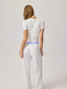Aralina Women's Polka Dot Print Button Half-Placket Short Sleeve Top And Pants Pajama Set - Multicolor - View 2