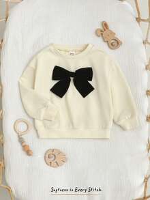 Cozy Pixies 女婴爱心图案针织柔软圆领长袖套头卫衣 - 杏色 - 查看 5