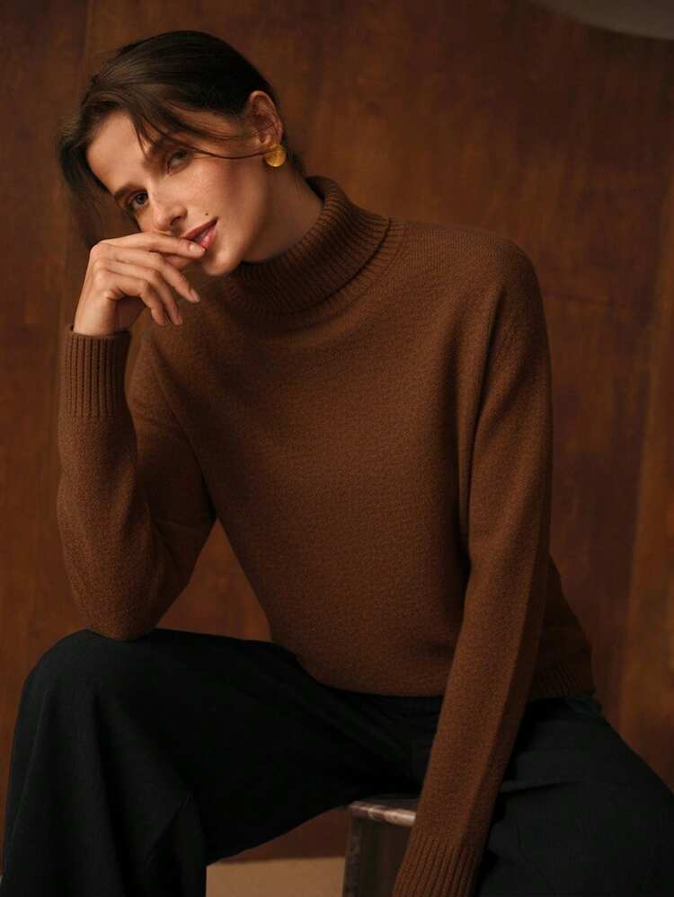 100% WOOL TURTLENECK SWEATER, ELEGANT FOR EVERYDAY WEAR, AUTUMN/WINTER