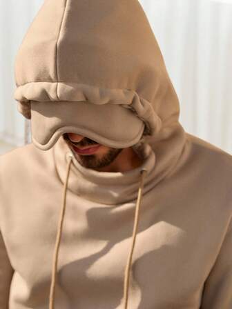 GENTILAND Sudadera casual holgada con capucha y cordón, bolsillo, unicolor para hombre, otoño/invierno