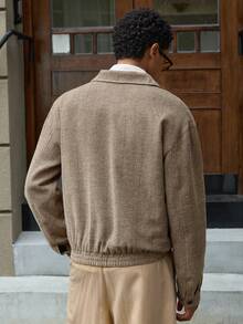 SWAVVY Áo khoác nam đa năng, đơn giản, phong cách thành thị, áo sơ mi dài tay cổ điển, phong cách học thuật, vintage, màu đất, áo khoác nam dáng ngắn, bộ sưu tập mùa thu, màu nâu. - Nhiều màu - Xem 2