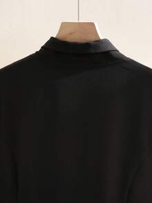 GlowEve Women's Elegant High Collar Button Long Sleeve Fitted A-Line Midi Dress, Chic French Style For Party And Gathering, Autumn/Winter