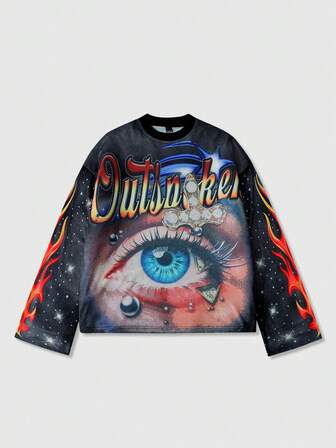 T-shirt à imprimé numérique et diamant pour homme