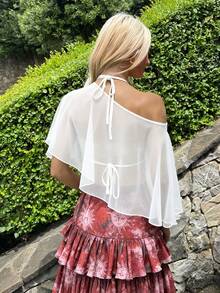 SHEIN ICON 2pcs Chiffon Camisole Top With Tie-Up Straps For Women See Through Top White Sheer Top - White - View 2