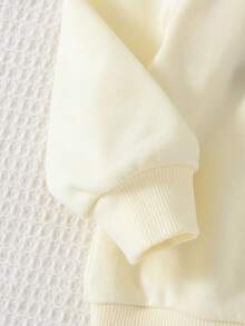 Cozy Pixies 女婴爱心图案针织柔软圆领长袖套头卫衣 - 杏色 - 查看 3