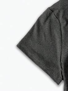 EMERY ROSE Regular Women's "Faith" Printed Crew Neck Short-Sleeved T-Shirt, Summer Graphic T-Shirt For Women. - Grey - View 5