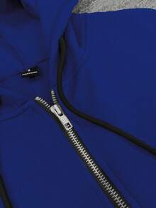 Claim Dot 男士休闲短款连帽开衫 - 藍色 - 查看 6