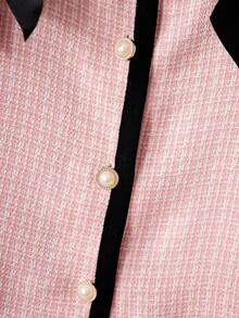 2pcs/Set Teenage Girls Colorful Bow Decor Long Sleeve Knit Top & Pleated Mini Skirt Set, Elegant Casual Comfortable Outfit For Parties, Events, Festivals, Outings, All Seasons - Pink - View 7