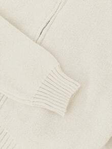 Franclia Women's Elegant Solid Color Ribbed Turtleneck Fitted Long Sleeve Zip-Up Top Paired With Elastic Waist Slim Flare Leg Knit Sweater Two Pieces Set, Winter Cream Knit Set Knit Two Piece Set Cream Two Piece Set 2 Piece Casual Sets Woman Two Piece Set Women Elegant - Beige - View 4