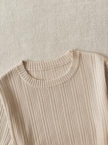 GlowEve Áo len dệt kim cổ tròn tay ngắn ôm sát màu trơn cho nữ, thời trang & thanh lịch, mùa xuân/thu - Màu be - Xem 6