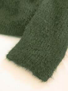 GlowEve 初秋冬新款奢华黑色长袖针织衫，慵懒高端通勤修身口袋装饰女毛衣 - 軍綠色 - 查看 6