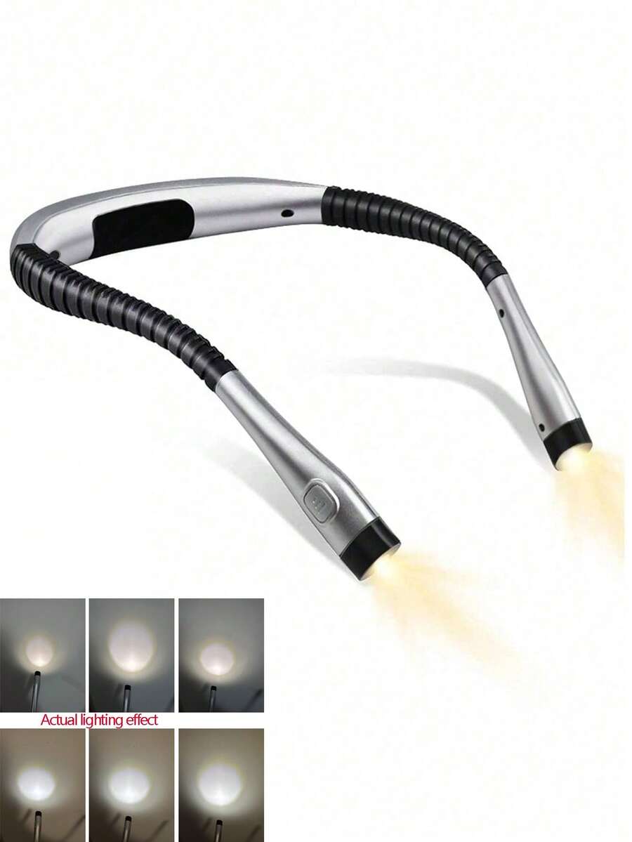 1 đèn đọc sách LED đeo cổ, đèn đọc sách Levels có thể sạc lại để đọc trên giường, tay cầm có thể uốn cong.