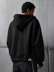 NEON BLANC 男士印花串珠黑色拉链连帽衫 - 黑色 - 查看 4