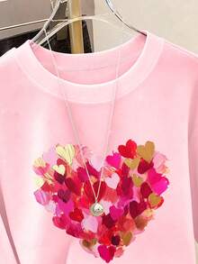 Resyla Valentine's Day Love Heart Brush Stroke T-Shirt - Baby Pink - View 4