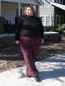 Enliva Casual Loose Plus Size Comfortable Wide Leg Pants, Suitable For Autumn/Winter Suitable For Going Out, For Apple Rounded Body Shape - Multicolor - View 3