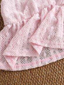 Vintaside Kids Baby Girl Holiday Christmas Casual Pink Jacquard Fabric Ruffle Hem Cami Top And Shorts Sets, It's Ideal For All Kinds Of Party Activities - Pink - View 8