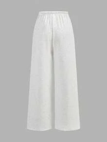 SHEIN 少女日常休闲白色直筒裤 - 白色 - 查看 2