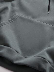 StoneGrade Sudadera con capucha de ajuste holgado y caída de hombros de unicolor con cordón, para otoño - Gris Oscuro - Ver 4