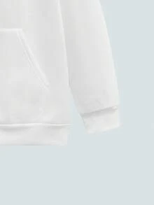 Modcrash Men's Casual Minimalist Slogan Print Thermal Lined Hoodie Sweatshirt, Autumn/Winter - White - View 5