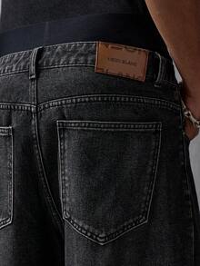 NEON BLANC Men's Casual Washed Gradient Wide-Leg Jeans - Black - View 3