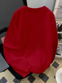 Manfinity Homme Men's Spider Print Crew Neck Long Sleeve Pullover Sweatshirt - Red - View 2