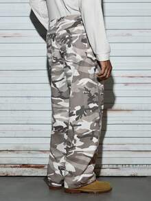 Modcrash Denim Casuais Retos de Camuflagem Denim, Estilo Casual Esportivo Personalizado da Juventude, Estilo Grunge Goth Y2K Moda Masculina Casual de Rua Solta