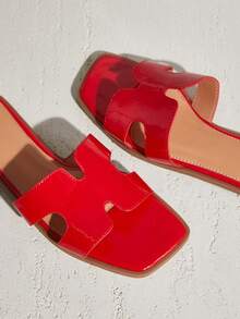 SHUZIA 女式镂空 H 型带露趾平底 PU 拖鞋凉鞋 - 百搭舒适夏季鞋春季鞋春假鞋复活节度假鞋休闲鞋沙滩鞋母亲节礼物