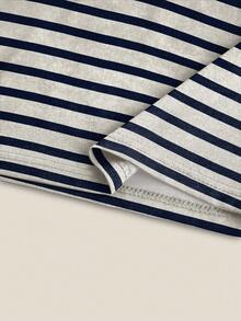 INAWLY 女士休闲条纹长袖上衣，秋季款 - 寶藍色 - 查看 5