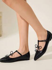 CUCCOO CHICEST Giày bệt Mary Jane mũi nhọn quai chữ T Soft Breeze - màu đen - Xem 6