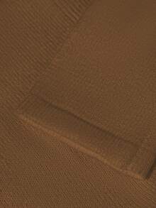 GlowEve 女士时尚腰部收紧荷叶边下摆短款开衫，独特金属纽扣装饰，别致的白色毛衣 - 棕色 - 查看 5