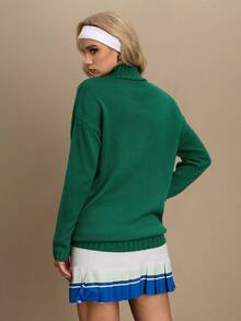 Menodora SHEIN Sport Women's Thermal Lined Knitted Sweater, Autumn/Winter - Green - View 2